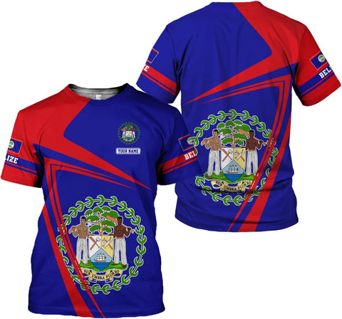 Personalized Belize Shirt for Men and Women, Coat of Arms of Belize Flag Flag Shirt, Belizean Country Flag Gift