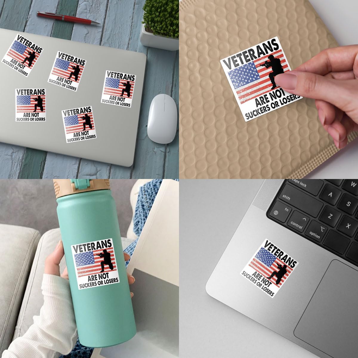 (3 Pcs) Veterans are Not Suckers Or Losers Sticker, Funny Political Sticker Adult Humor Anti Trump Bumper Stickers - Stickers for Laptop Water Bottle Phone Car Window Helmet Vinyl Stickers 3 Inches