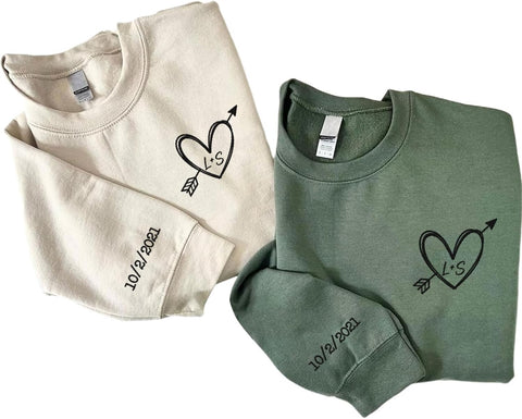 Custom Embroidered Roman Numeral Sweatshirt, Matching Sweatshirts for Couples, Couples Sweatshirt Valentine's Gift (Cotton, SS21)