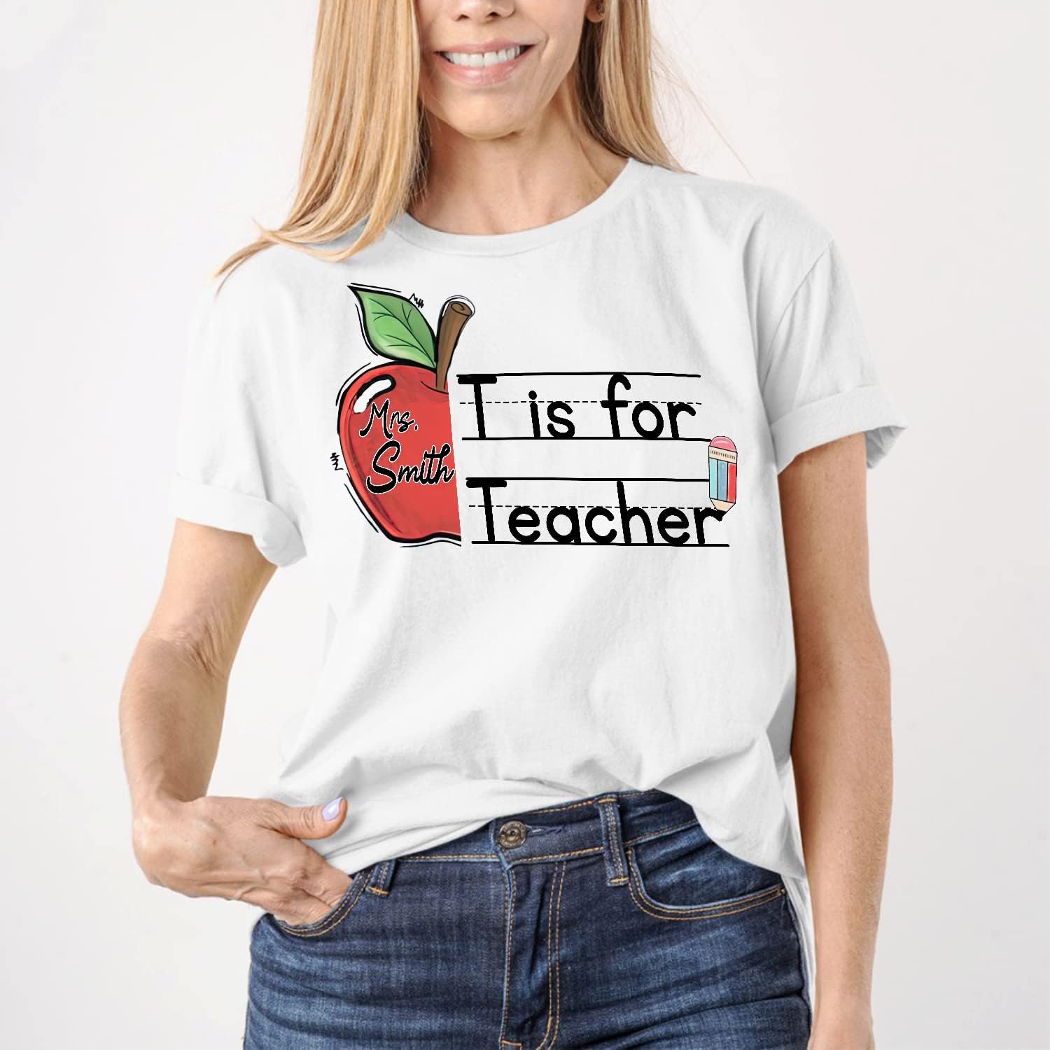 Personalized Teacher Shirts, Custom Teacher Shirt for Women, Cute Teacher T-Shirt, Gift Idea for Teacher, Teaching Shirt Tee