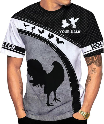 Mostefy Personalized Name Rooster Shirt 3D, Rooster Shirts for Men, Chicken Tshirts Shirts for Women, Funny Chicken Shirts