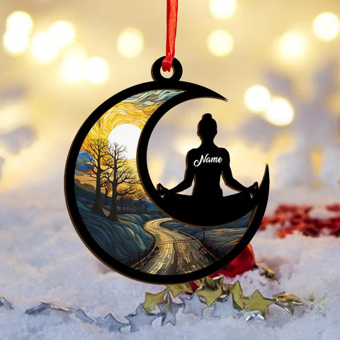 MoonArt Personalized Yoga Ornament, Yoga Ornament Christmas 2023 for Yoga Lovers, Yoga Carpet Ornament, Colored Yoga Mats Ornament, Gift for Yoga Lover, Yoga Lovers Girl Ornament (YG1)