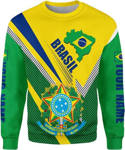 Mostprints Personalized Name Brazil Shirt 3D, Brasil Shirt Flag Custom Name Brazilian Shirt for Men and Women Unisex S-5XL