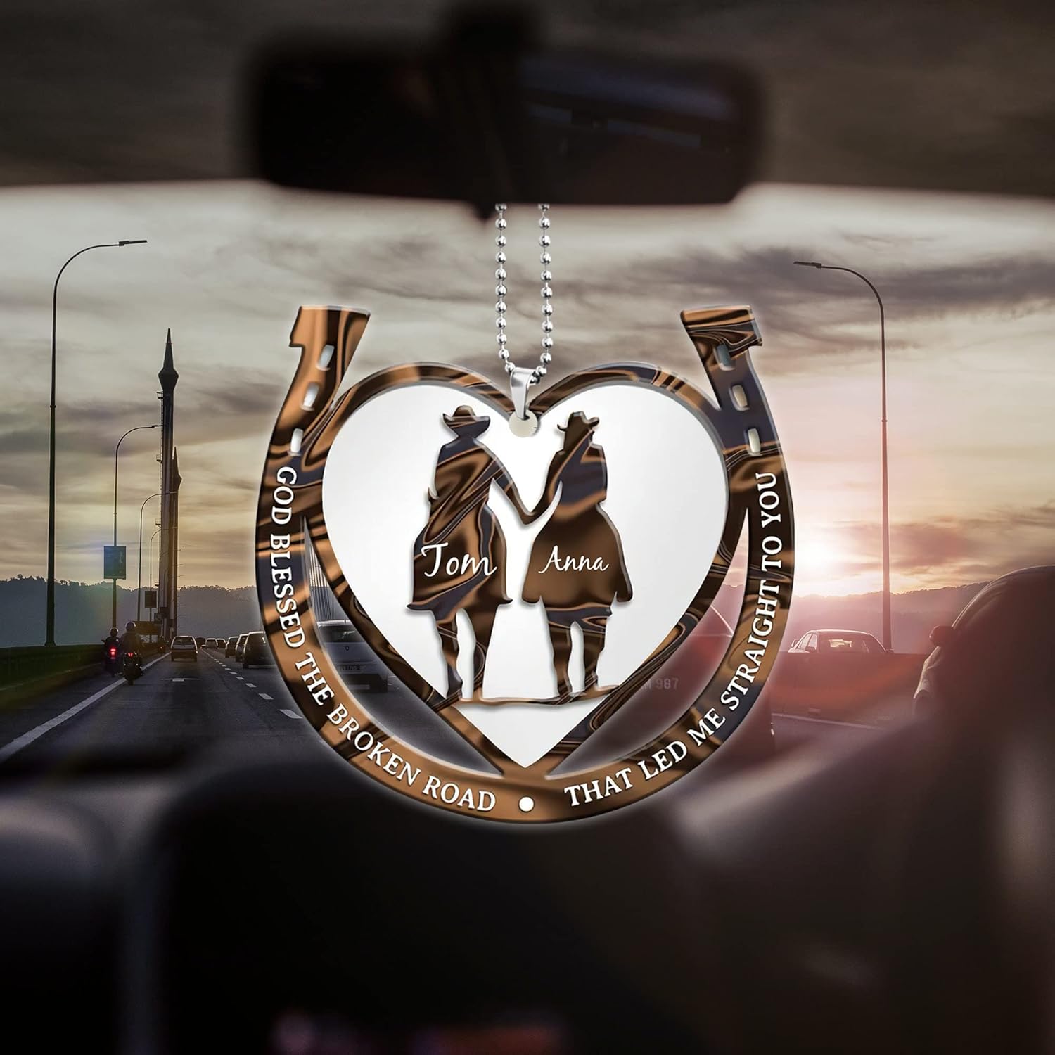 Artparel Personalized Cowboy Couple Ornament, Western Horseshoe Couple Custom Christmas Ornament, Western Horseshoe Couple Ornament, Gift for Couple Cowboy, Horse Lovers Keepsake