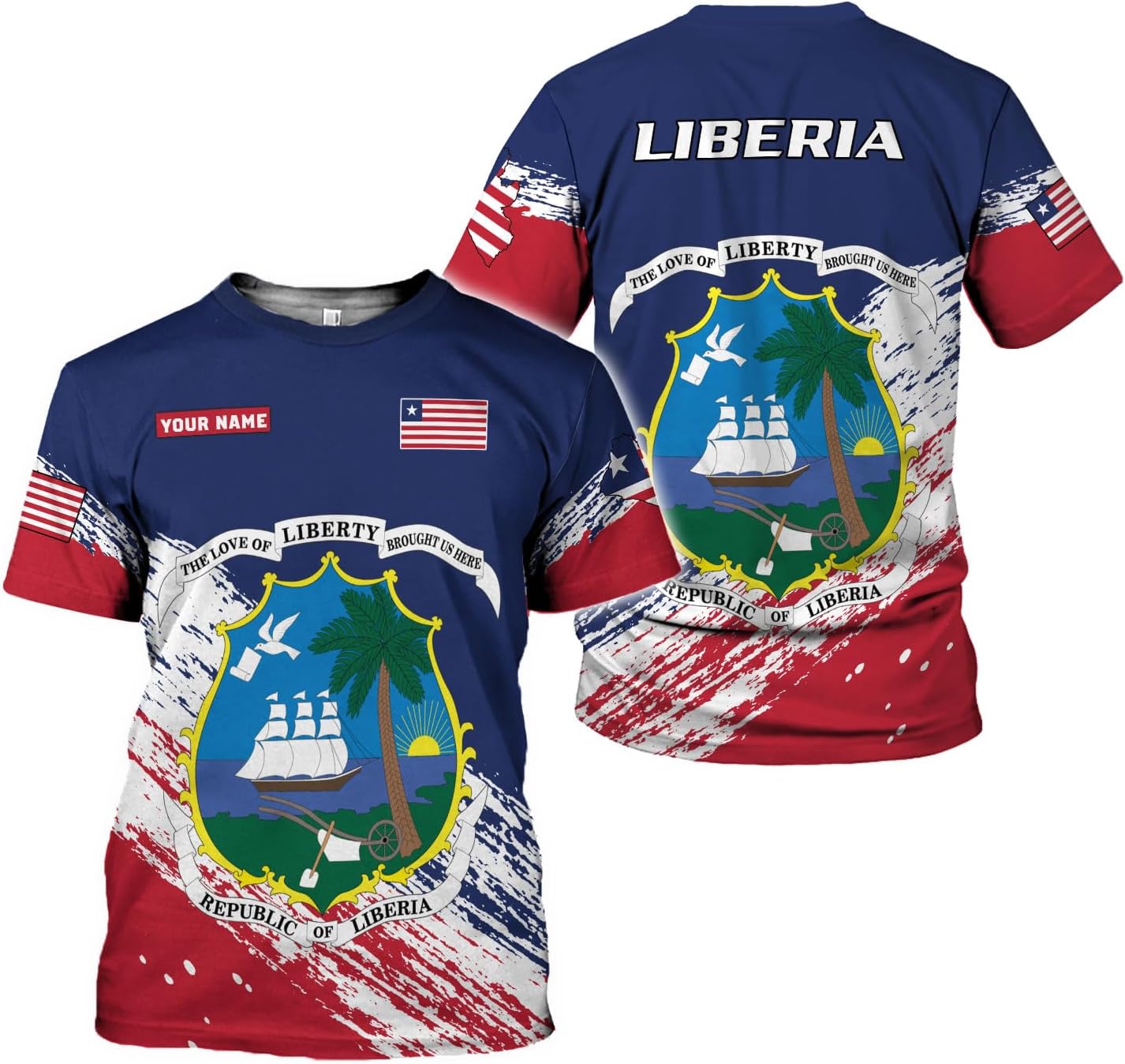 MoonArt Personalized Liberia Shirts Liberian Coat of Arms Flag Liberia 3D Shirts Liberia Liberian Pride Gift