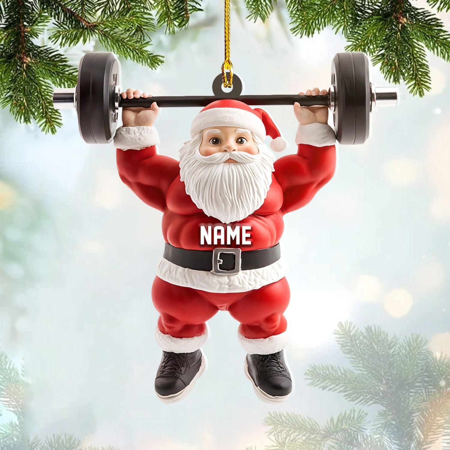 AOVL Personalized Weight Plate Ornament Weight Ornament Fitness Gift for Gym Ornament Merry Liftmas Christmas Hanging Ornaments Weight Plates Ceramic Ornament (DF11)