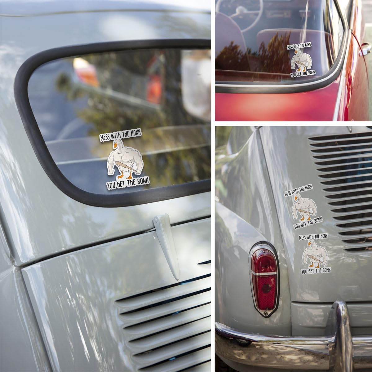 3 Pcs Mess with The Honk You Get The Bonk Sticker Funny Goose Duck Meme Honk Keep Honking Goose Bumper Sticker Mess Honk Get The Bonk Goose Stickers for Laptop Bottle Phone Car Helmet 3"x3" (B2)