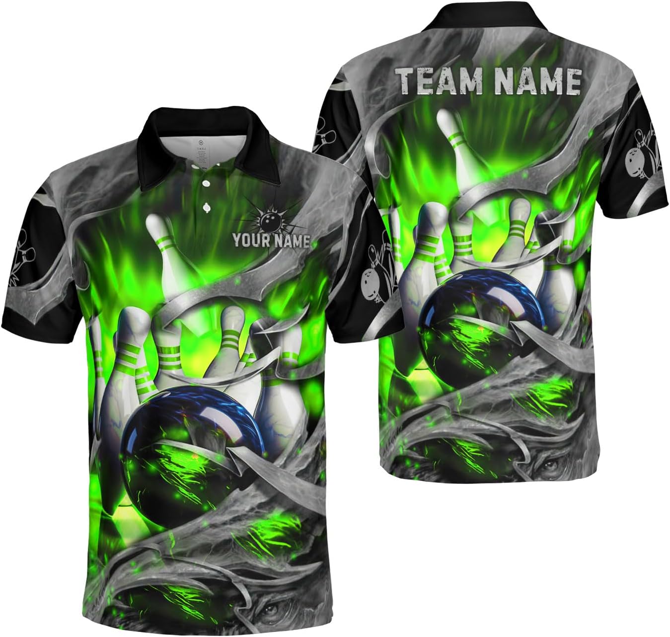 Mostprints Personalized Name Bowling Polo Shirts 3D for Men and Women, Bowling shirt, Bowling Shirts for Men Team Bowling Shirt