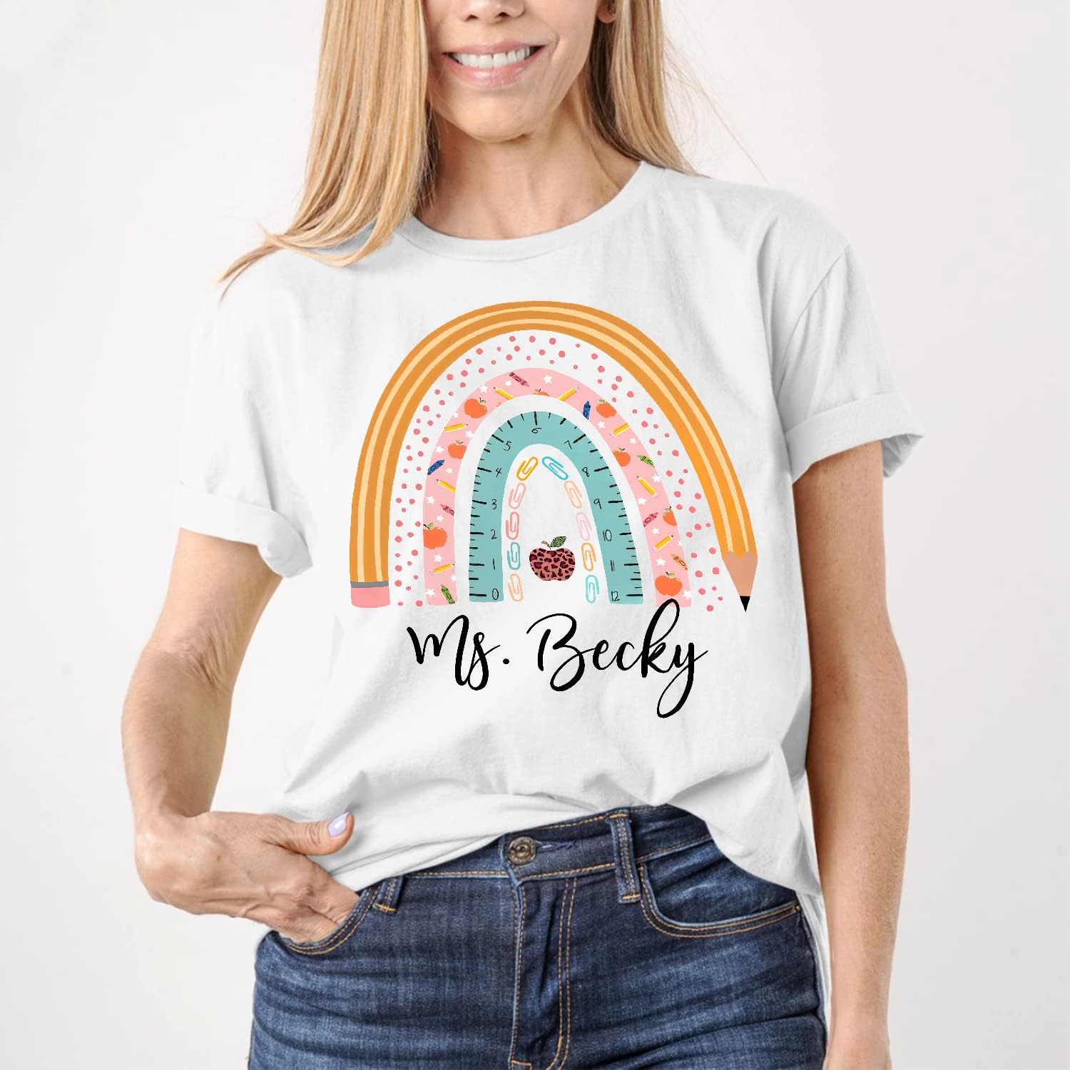 Personalized Teacher Shirts, Custom Teacher Shirt for Women, Cute Teacher T-Shirt, Gift Idea for Teacher, Teaching Shirt Tee