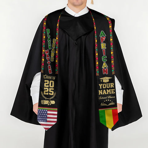 African American Graduation Sash, Graduation Stole Customize, African Graduation Sash, Graduation Stole Class of 2025