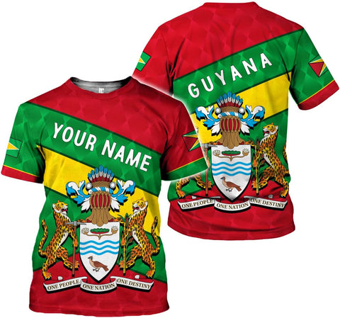 Rivelus Personalized Name 3D Shirt, Guyana Tshirt for Men Women, Guyanese Flag Pride Shirts, Guyana Gift S-5XL