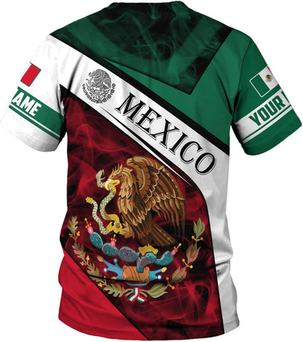Mostefy Personalized Name Mexican Shirts 3D Customized Mexico Shirt US Flag, Mexican Shirts for Women Unisex