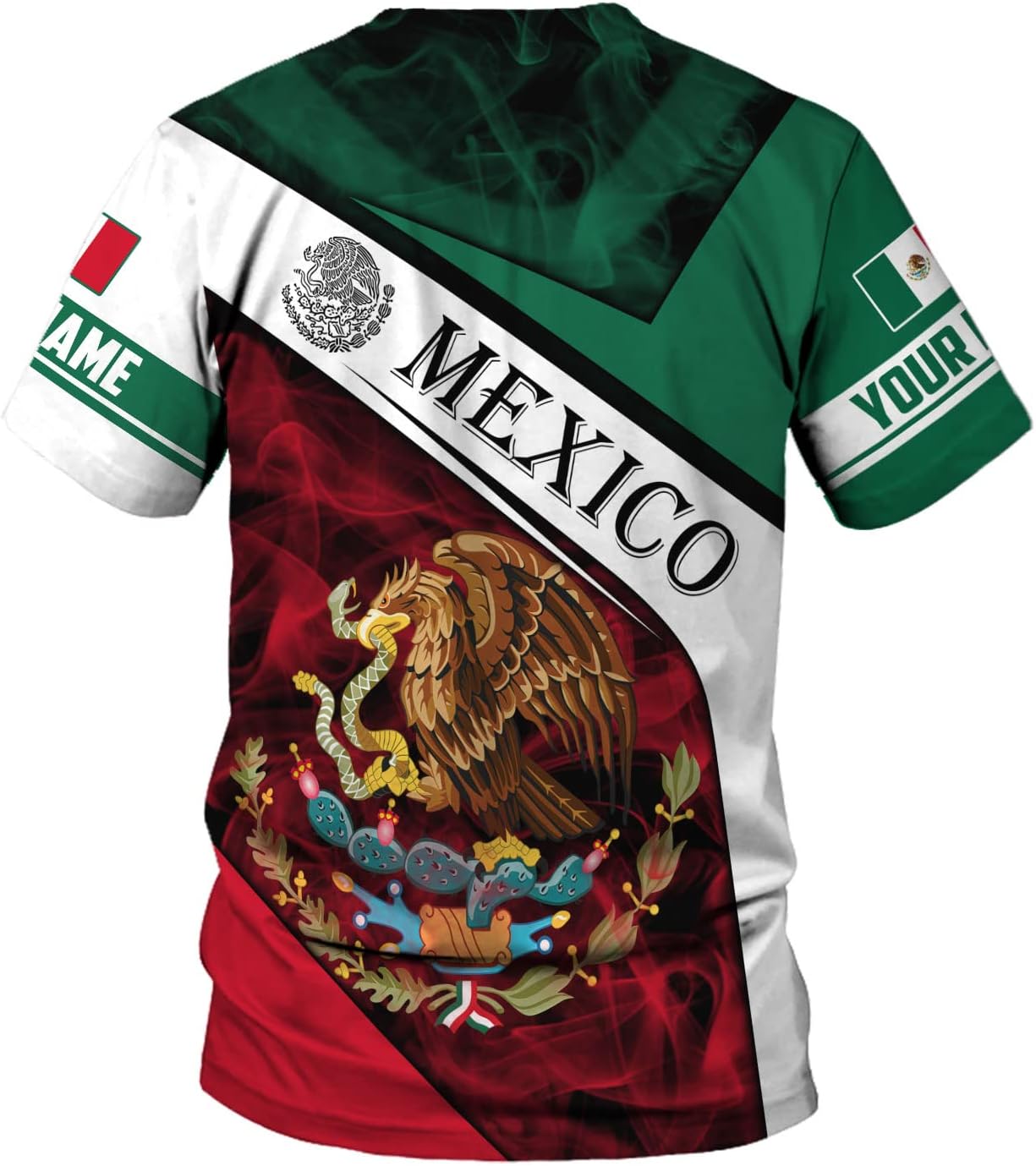 Mostprints Personalized Name Mexican Shirts 3D Customized Mexico Shirt US Flag, Mexican Shirts for women Unisex
