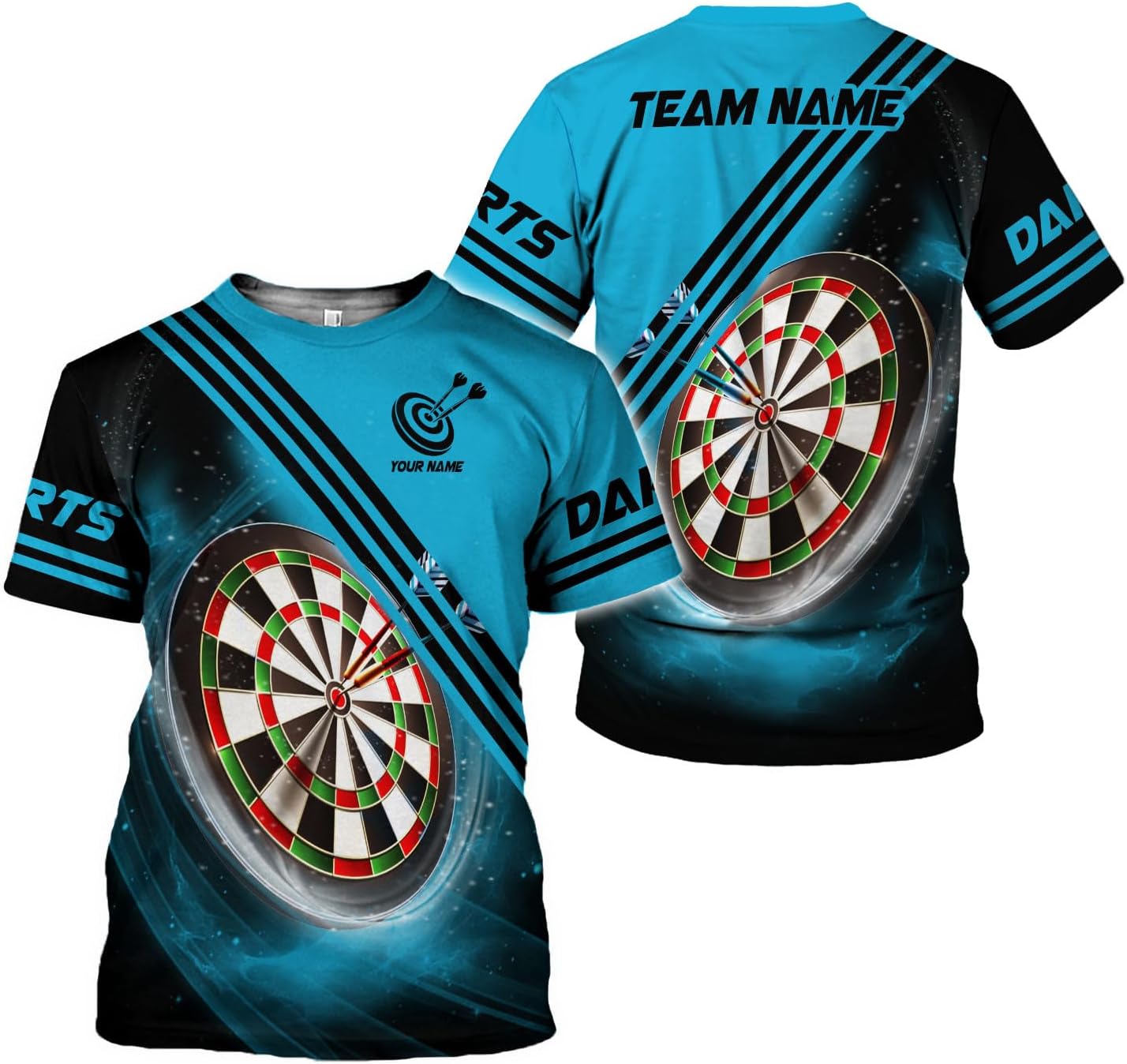 Artparel Personalized Dart Shirts for Men, Dart Polo 3D Shirts Custom Name Shirt, American Flag Shirt Unisex Shirt Size S-5XL