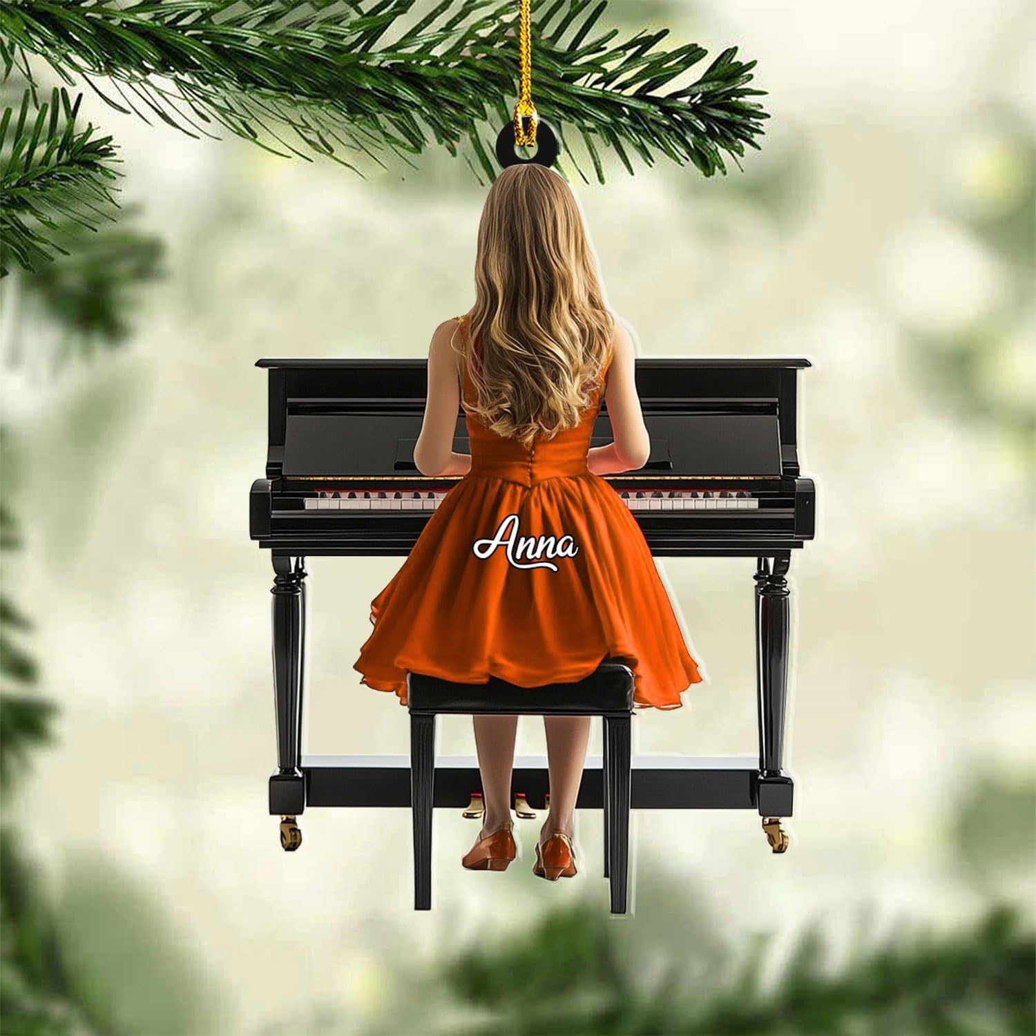 Podagree Personalized Piano Ornament, Custom Piano Ornament Piano Christmas Ornament 2023, Music Instrument Player Keyboard Ornament Decor, Gift for Piano Lover, Music Lovers (PAN10)