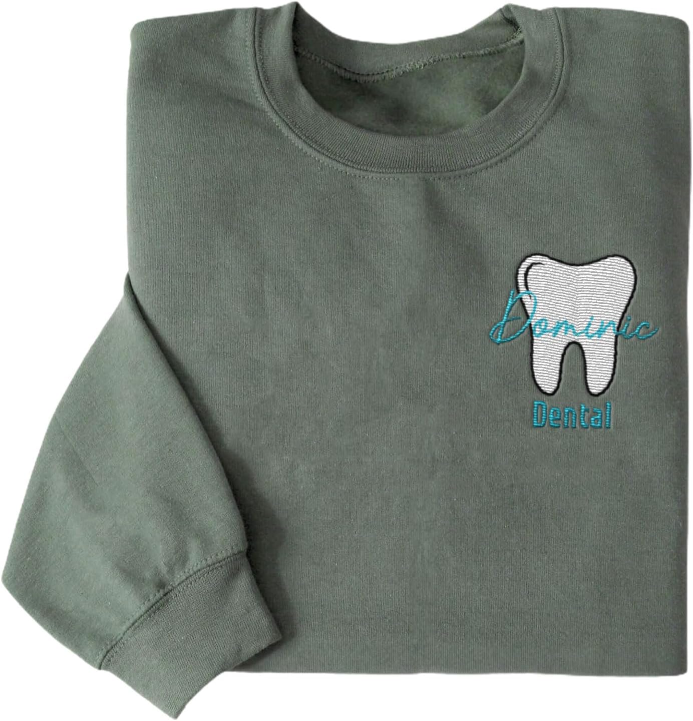 Personalized Dental Assistant Dental Hygienist Embroidered Sweatshirt Crew Neck Smile Dental Teeth Dentist Shirt Long Sleeve