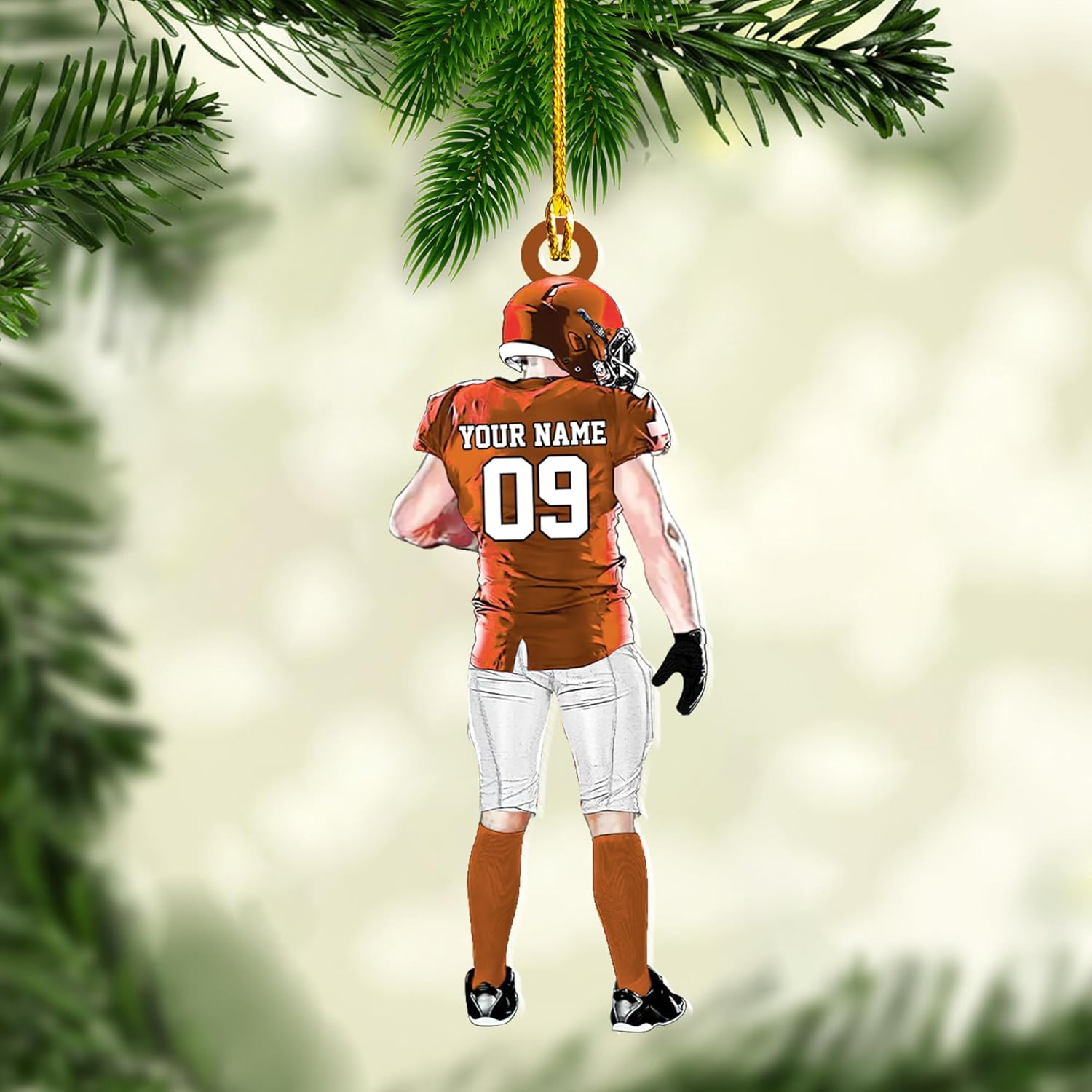 Artparel Personalized Football Ornament Customized Football Christmas Ornaments Football Ornament Christmas Hanging Décor Gift for Football Fans Football Gifts Gift for Football Player (FB 7)