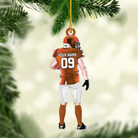 Artparel Personalized Football Ornament Customized Football Christmas Ornaments Football Ornament Christmas Hanging Décor Gift for Football Fans Football Gifts Gift for Football Player (FB 7)
