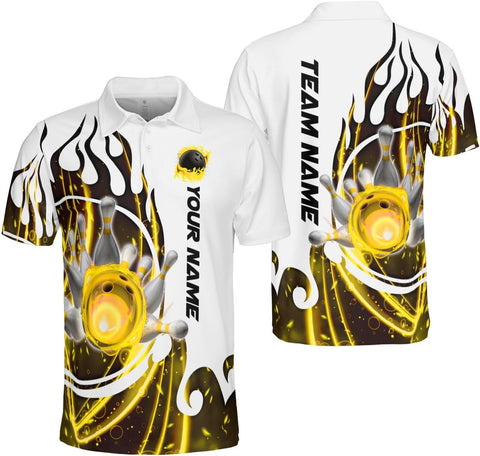 Ligthuy Personalized Name Bowling Polo Shirts 3D for Men and Women, Bowling Shirt, Bowling Shirts for Men Team Bowling Shirt