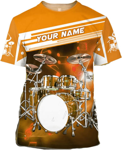 Personalized 3D Drummer Shirt - Custom Name 3D Drum Shirt Gift for Women & Men