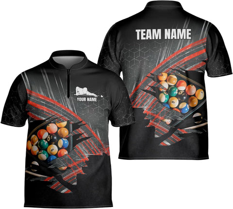 Personalized Billiard Bowling Jersey 3D Billiard Shirt Custom Billiard Flag Shirt Men's Pool Billiards Shirt 8 Ball Men Women