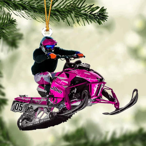 Artparel Personalized Snowmobile Ornament, Snowmobile Racing Lover Christmas Ornament, Christmas Ornament for Winter Sport Lovers, Christmas Ornament Tree, Snowride Sports