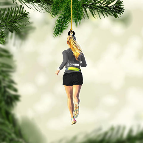 Personalized Running Ornament, Half Marathon Runner Ornament, Cross Country Christmas Ornament, Track and Field Christmas Ornaments for Runners Girl Shoes Ornament Gift for Athletes Running Man (RN2)