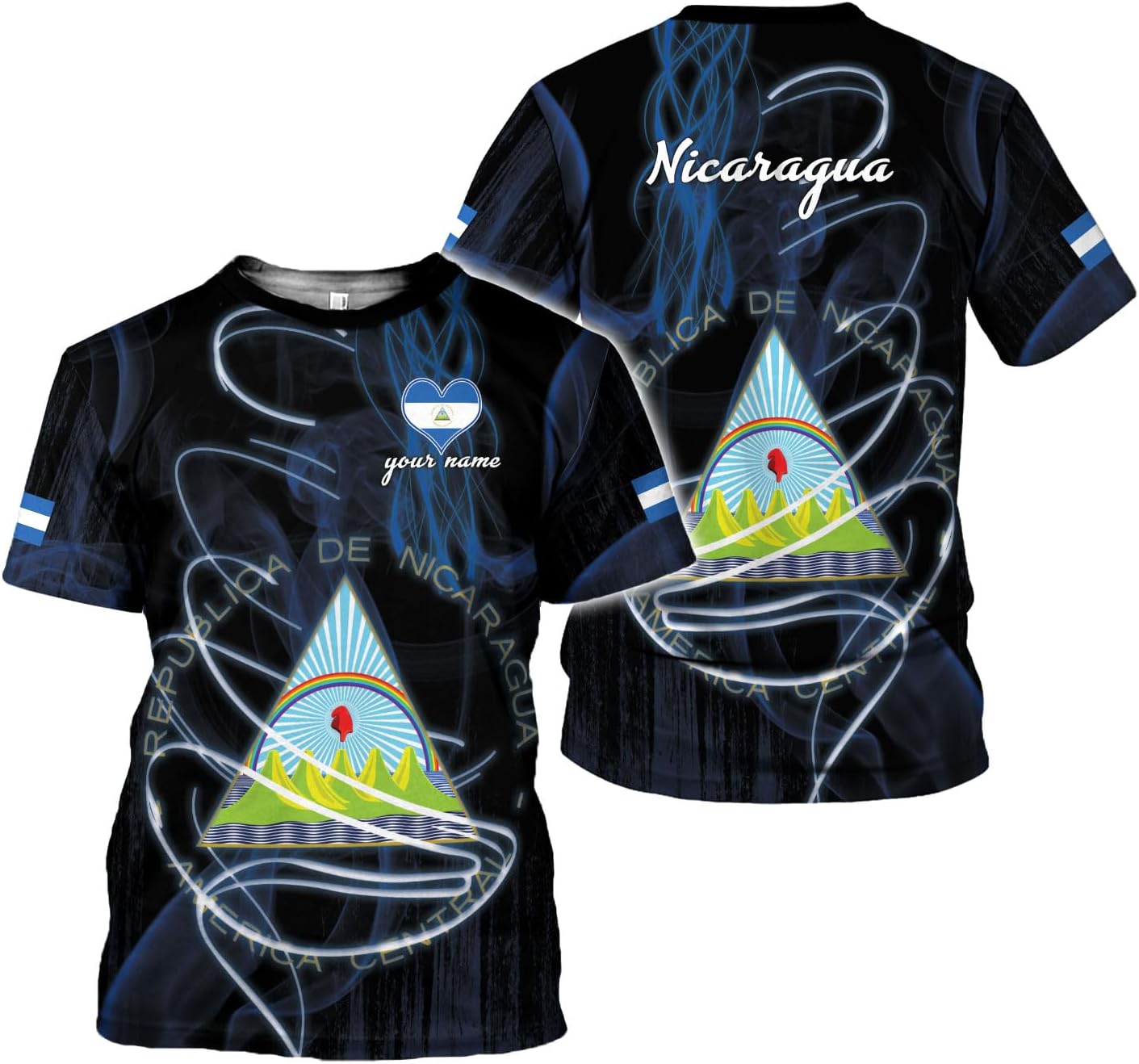 Mostprints Personalized Nicaragua Shirt 3D, Nicaragua Flag Shirts, Nicaraguan Camisas T-Shirt, Unisex Shirts for Men Women