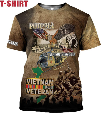 Ligthuy Personalized Name Vietnam Veteran Shirts 3D, Veterans Shirts for Men and Women, Veteran's Shirt Vietnam Veteran S-5XL