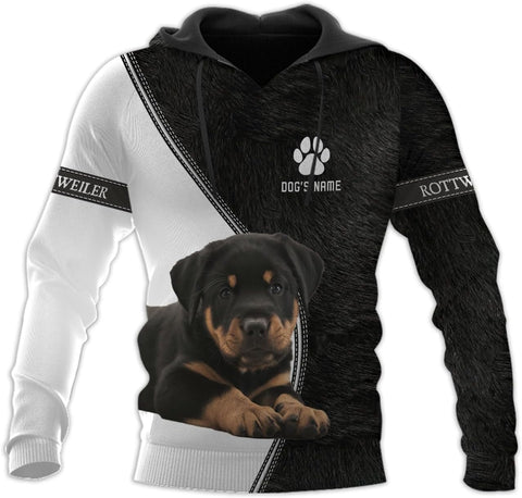 Personalized Rottweiler Dog 3D Hoodie, Custom Name Rottweiler Dog 3D T-Shirt, Sweatshirt, Hoodie Zip for Women, Mens