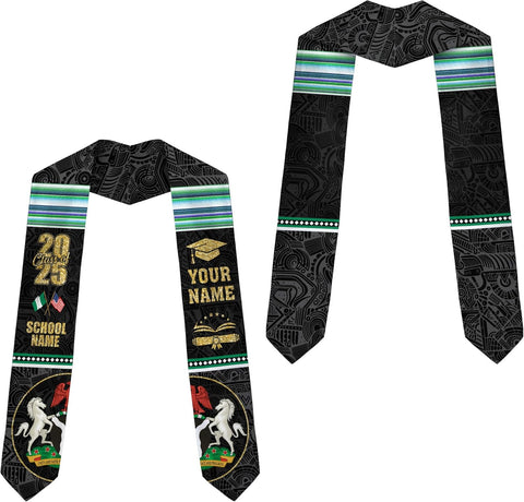 Pretyprints Custom Nigerian Graduation Sash, Nigeria Graduation Stole Customize, Nigerian American Flag Graduation Sash 2025