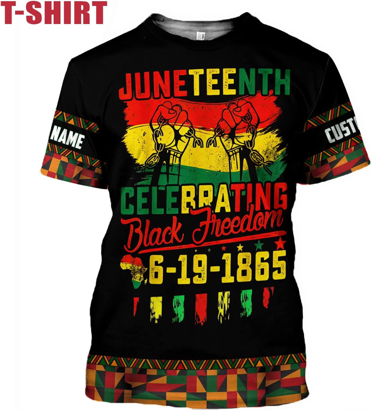 Lighthuy Personalized Juneteenth Shirt 3D, Juneteenth Shirts Women Gift, Customized Name Juneteenth Shirts for Men S-5XL