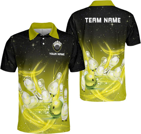 Ligthuy Personalized Name Bowling Polo Shirts 3D for Men and Women, Bowling Shirt, Bowling Shirts for Men Team Bowling Shirt