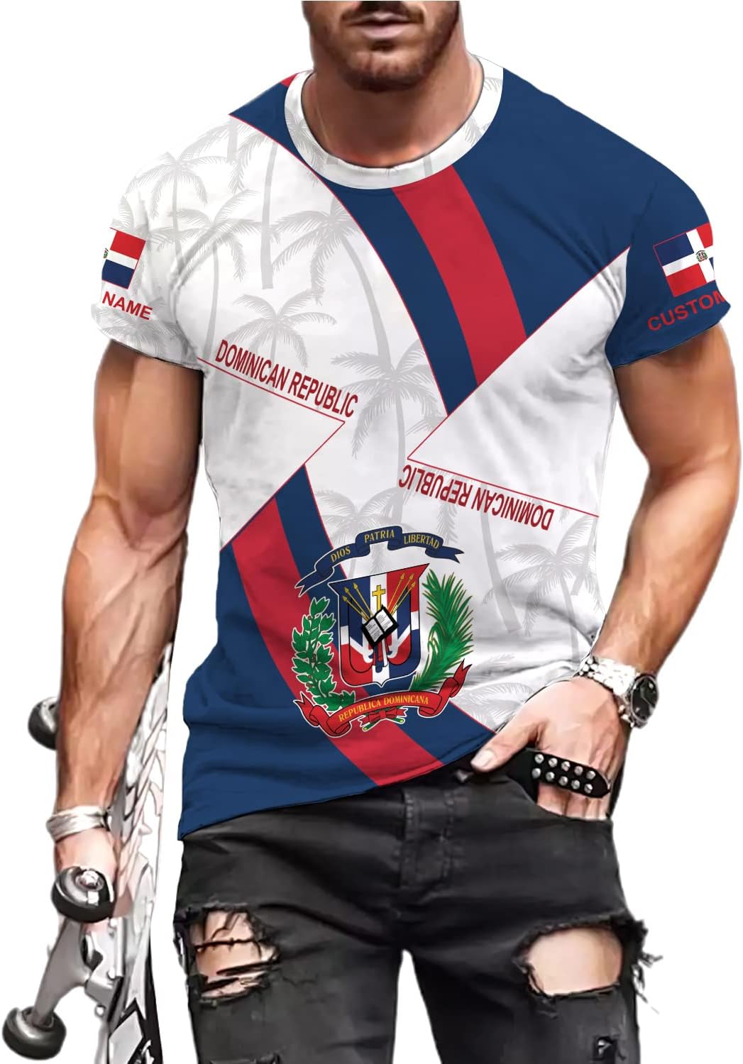 Vybonz Personalized Dominican Republic Shirts 3D, Republica Dominicana Tshirt, Dominican Republic Flag Shirt