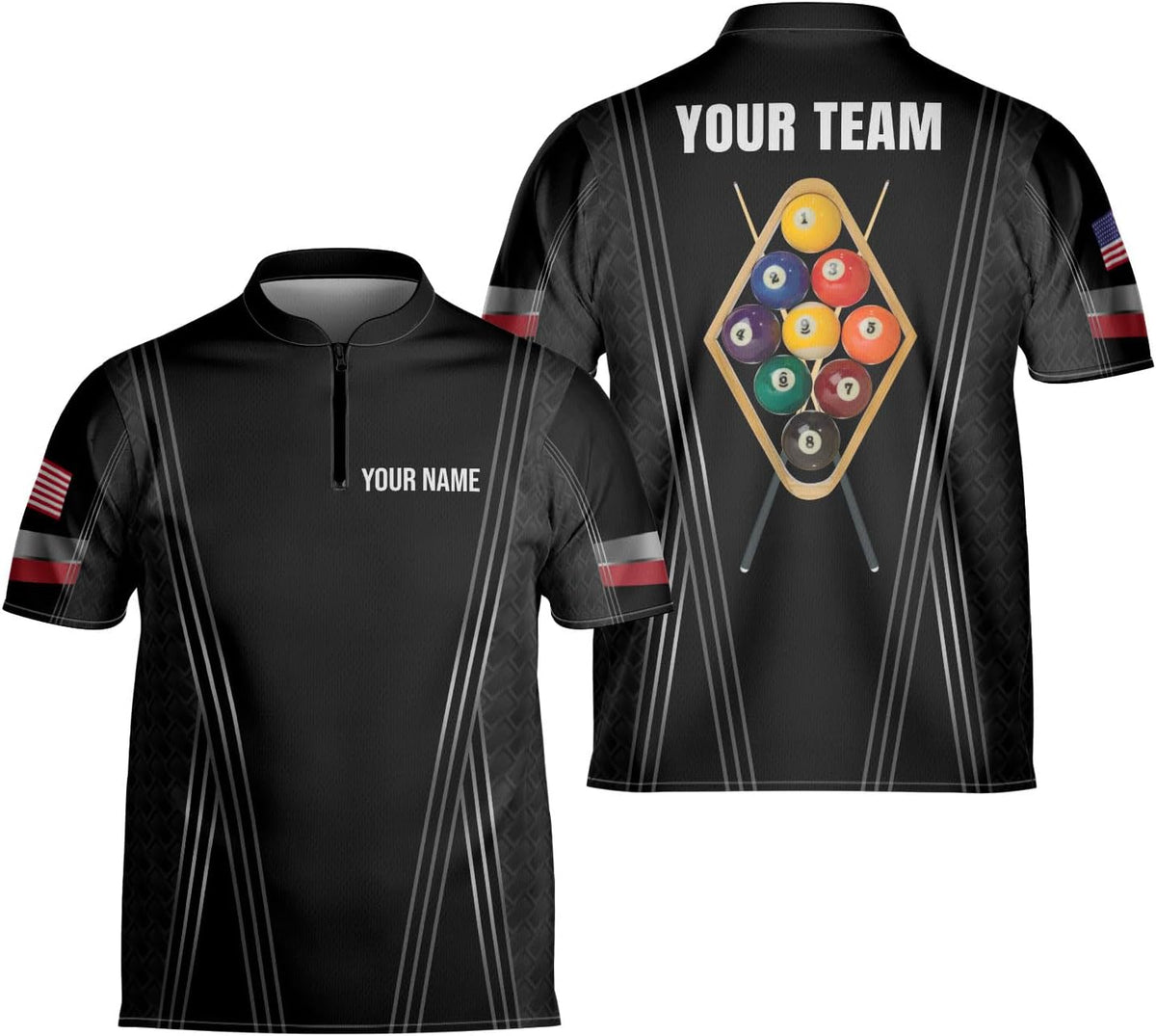 Personalized Billiard Bowling Jersey 3D Billiard Shirt Custom Billiard Flag Shirt Men's Pool Billiards Shirt 8 Ball Men Women