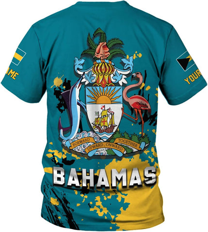 Artparel Personalized Bahamas Shirts 3D Bahamas T-Shirt Bahamas Shirts for Men Bahamas Souvenirs Shirts Bahamas Flag Shirts