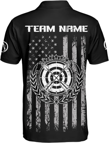 Custom Archery Polo Shirt Bow and Arrow Personalized 3D Shirts for Archer Men Women Target Team Name Apparel Gifts