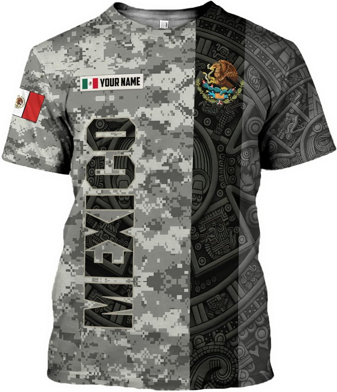 Mostefy Personalized Name Mexican Shirts 3D Customized Mexico Shirt US Flag, Mexican Shirts for Women Unisex