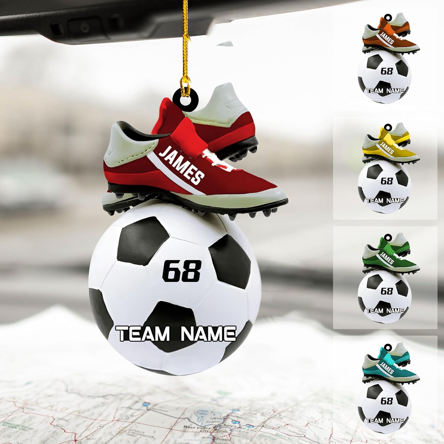 Personalized Soccer Ornaments Soccer Christmas Ornament,Soccer Ornaments for Christmas Tree Soccer Christmas Ornaments for Boys Girls, Custom Soccer Jersey Shoes Ornament (Style 2)