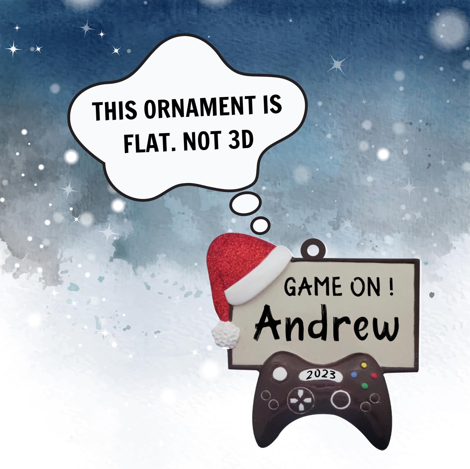 Tinoshop Personalized Name Collection Gaming Controller Acrylic Ornament Christmas Shape Flat Christmas Ornament for Gamer, Video Game Christmas Ornaments Gift for Boys Girls Adult Size 3.5'' (ON35)