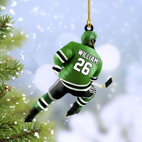 HomeDesign Personalized Hockey Christmas Ornament, Hockey Skates Helmet and Stick, Hockey Player Ornament, Hockey Ornaments, Gift for Hockey Lovers Hockey Ornament Christmas Decor (H2)