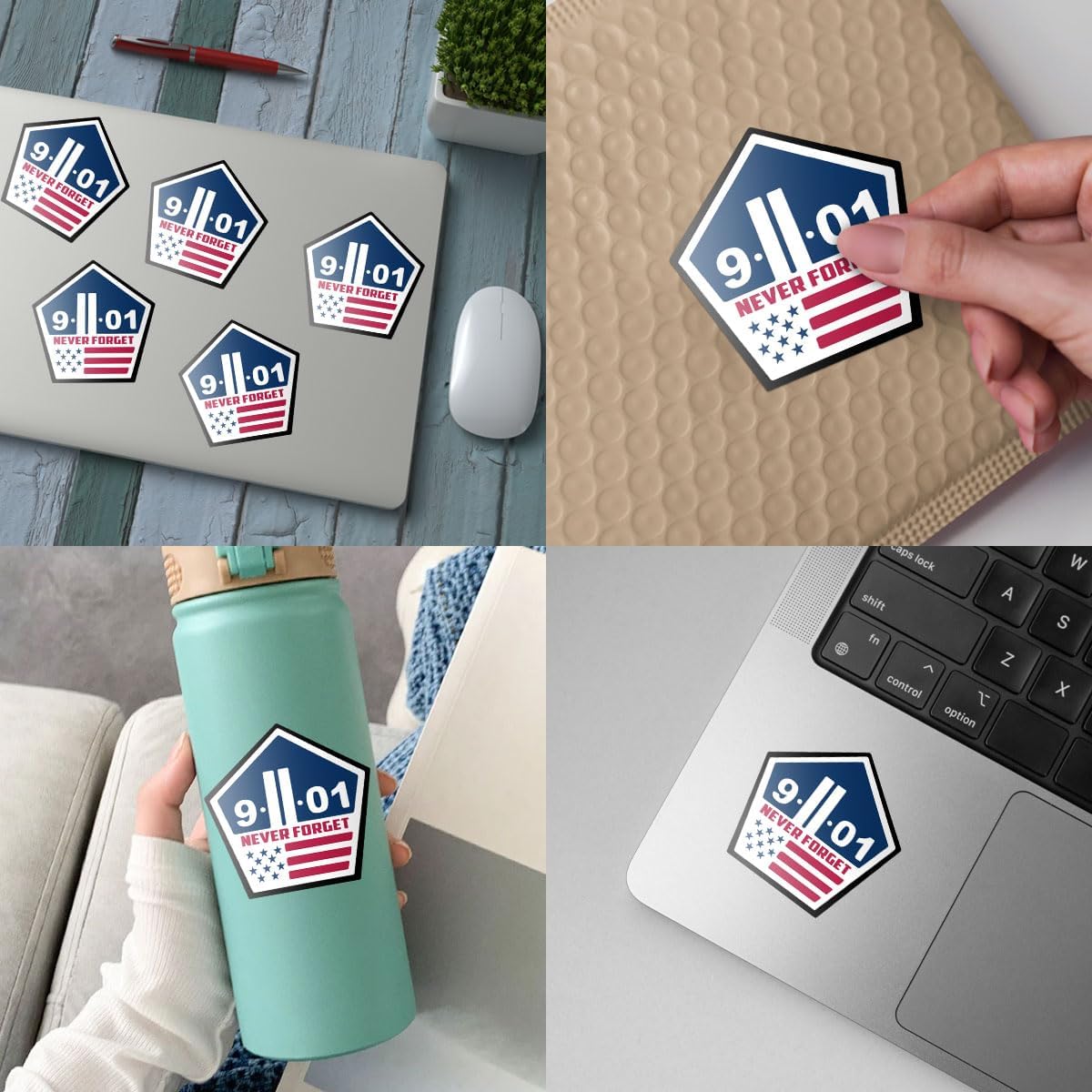 (3Pcs) Never Forget Twin Towers 9/11 Sticker, 9/11 USA Flag Memorial Sticker, Patriotic Day Decal, Memorial Car Decals - Stickers for Laptop Water Bottle Phone Car Window Helmet 3"