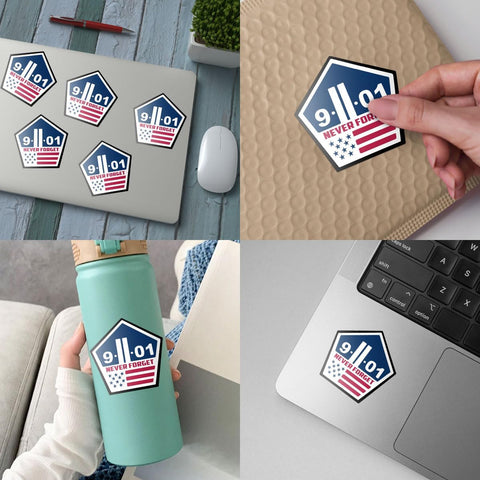 (3Pcs) Never Forget Twin Towers 9/11 Sticker, 9/11 USA Flag Memorial Sticker, Patriotic Day Decal, Memorial Car Decals - Stickers for Laptop Water Bottle Phone Car Window Helmet 3"