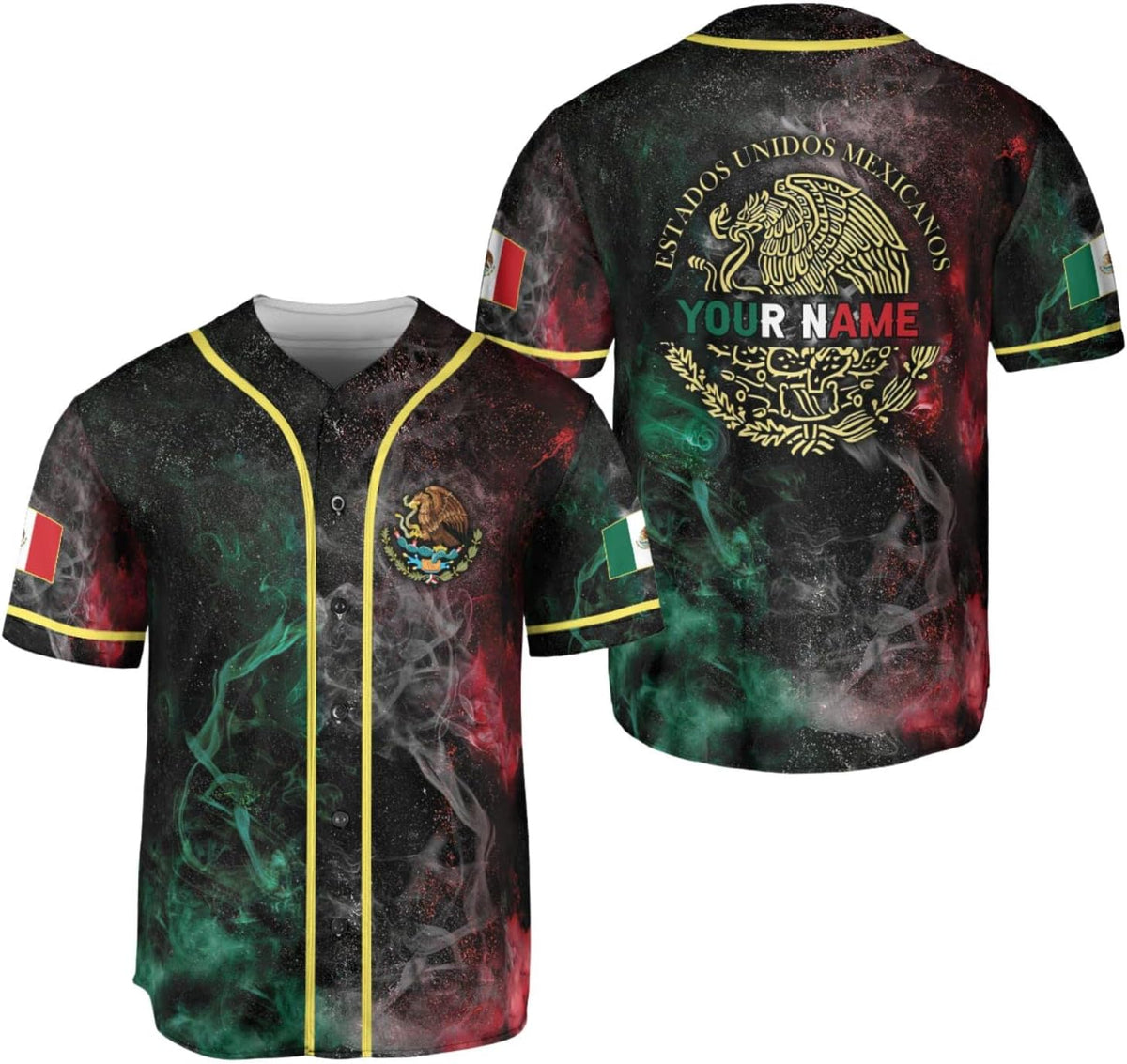 Mostefy Custom Mexico Baseball Jerseys Mexican Eagle & Flag Shirt for Teams, Mexico Shirts for Men & Women Size S-5XL