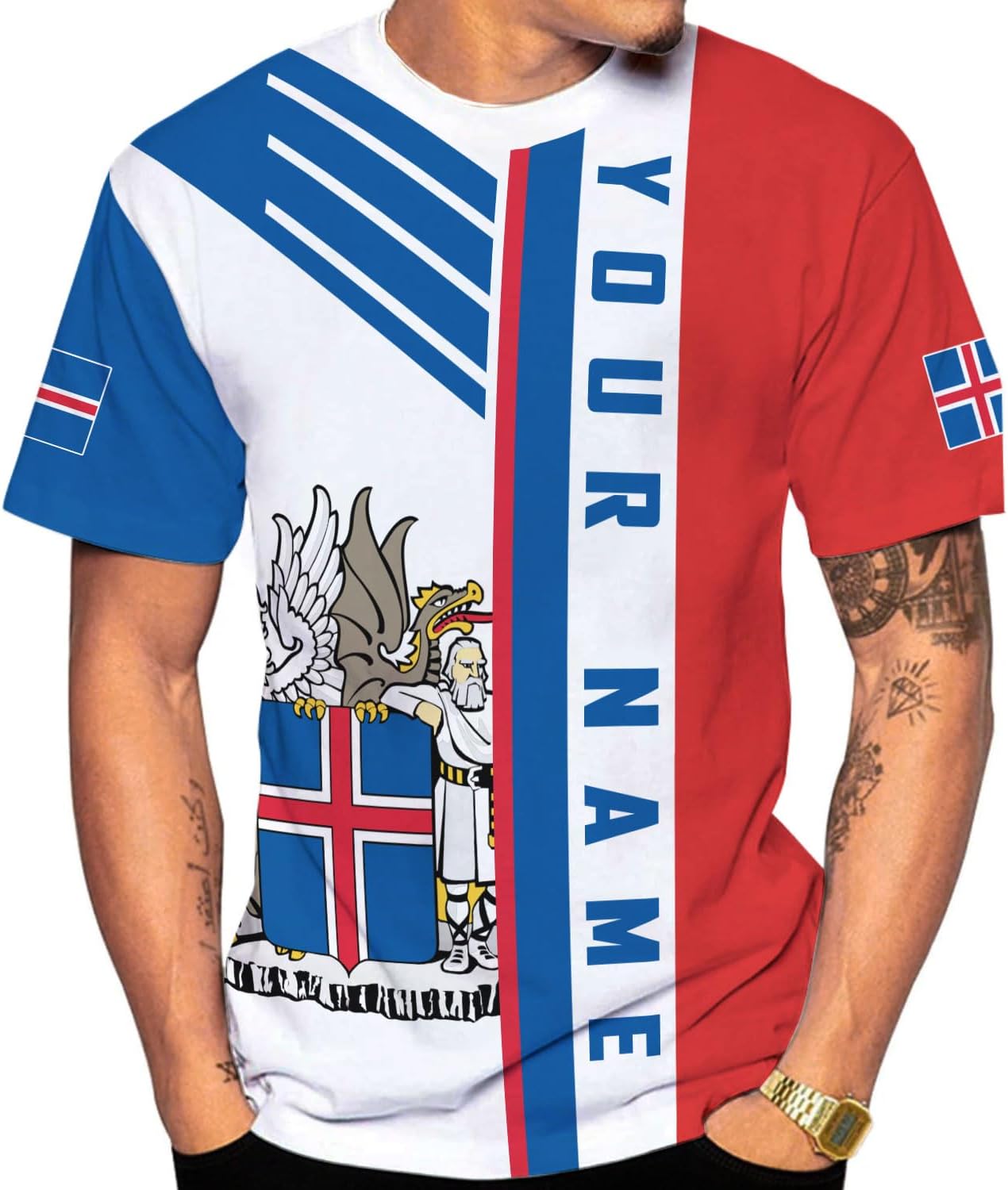 MoonArt Personalized Iceland Shirt 3D, Reykjavik Souvenir Tshirt Icelandic Pride Flag T-Shirt Men Women Shirts