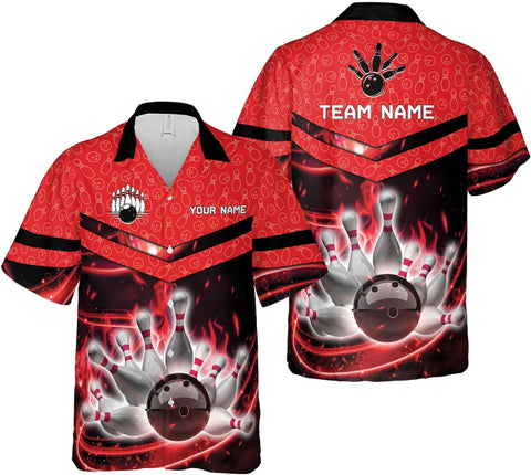 Mostprints Personalized Name Bowling Hawaii Shirts for Men and Women 3D, Bowling Shirts for Team Bowling, Bowling Shirts Gift
