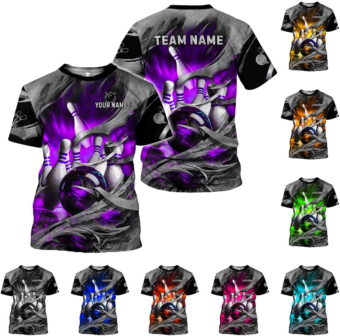 Rivelus Personalized Name Bowling Shirts for Men and Women 3D, Bowling Shirts for Team Bowling, Bowling Shirts Gift