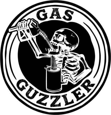 (3 Pcs) Gas Guzzler Sticker - Funny Skeleton Truck Decal - Vinyl Sticker for Car, Truck, SUV, Bumper, Window, Laptop, and More – 5 Inch Waterproof Gas Sticker for Vehicles