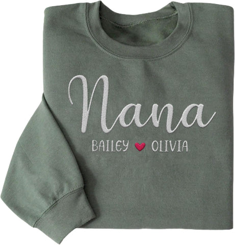 Riveprints Personalized Nana Sweatshirt for Women, Custom Nana with Grandkids Names Gifts Christmas, Valentine, Mothers Day