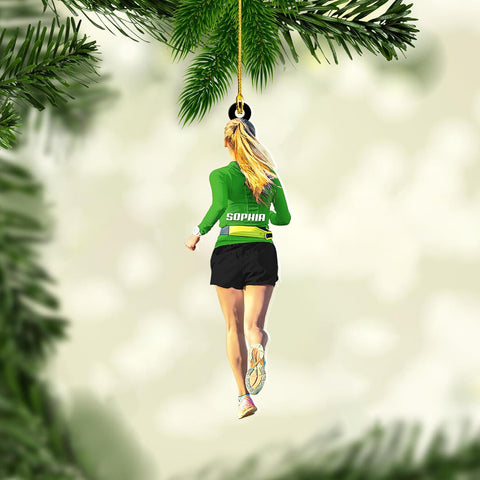 Personalized Running Ornament, Half Marathon Runner Ornament, Cross Country Christmas Ornament, Track and Field Christmas Ornaments for Runners Girl Shoes Ornament Gift for Athletes Running Man (RN2)